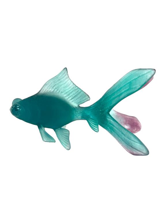 DAUM FRANCE CRYSTAL BLUE TELESCOPE FISH SCULPTURE (1 of 6)