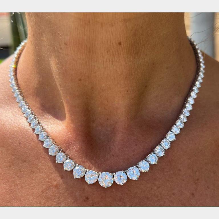 Platinum 37.75 Ct. Diamond Riviera Necklace (1 of 3)