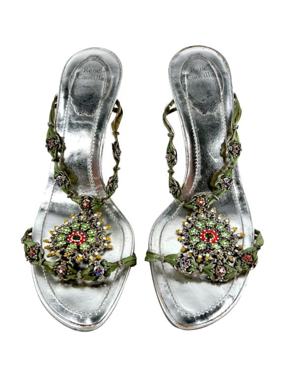 VINTAGE RENE CAOVILLA SILVER SANDALS (1 of 6)