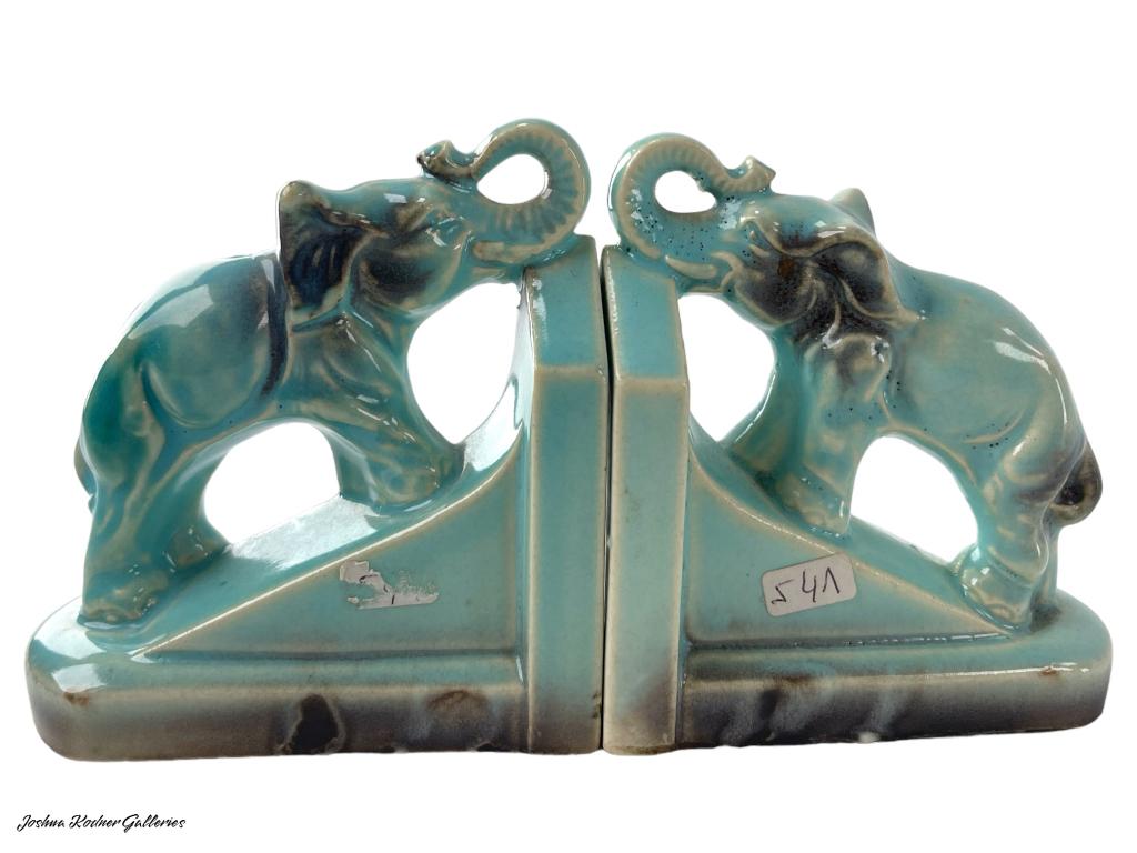 VINTAGE PAIR OF ART DECO ELEPHANT BOOKENDS (1 of 2)