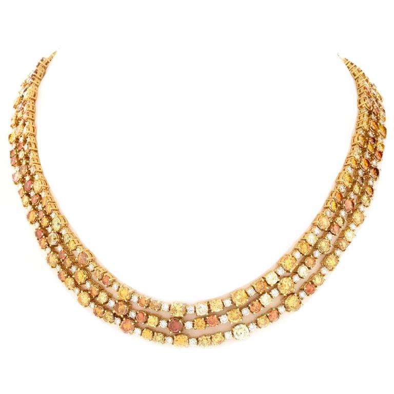 18k Gold 82.50 Ct. Natural Color Diamond Necklace (1 of 5)