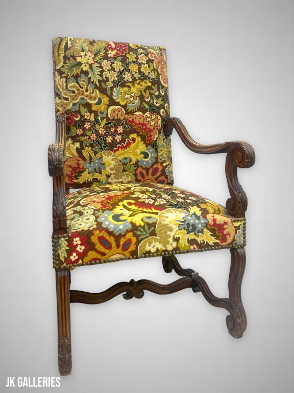 Mid 19th Century French "Os De Mouton" Louis XIII Style Walnut Armchair (1 of 5)