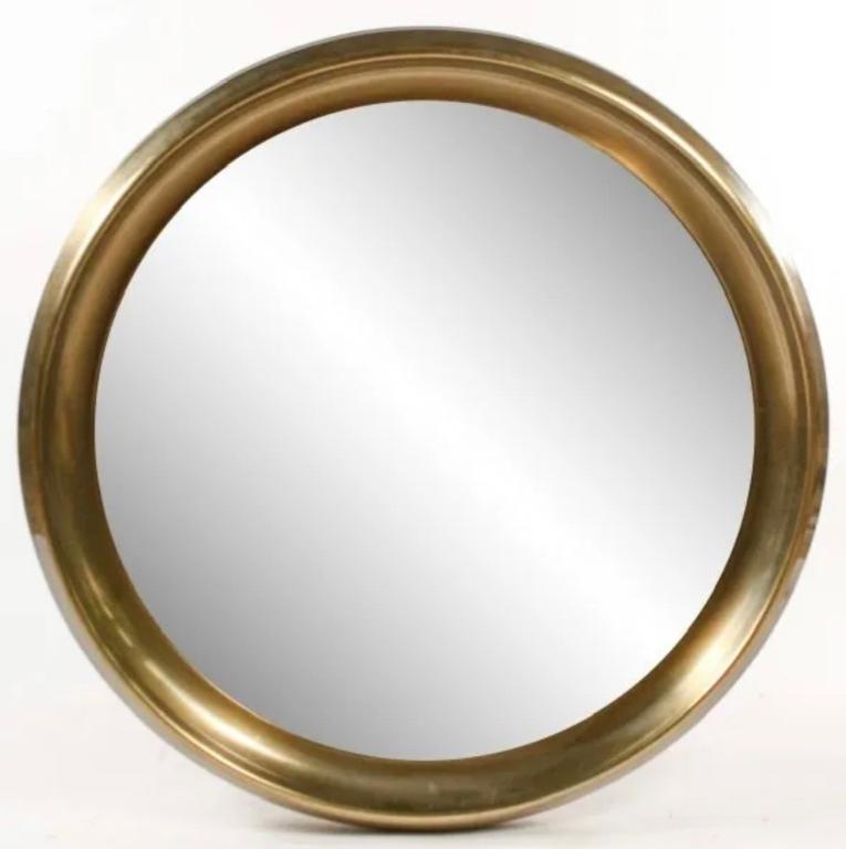 MASTERCRAFT Round Brass Beveled Wall Mirror (1 of 1)