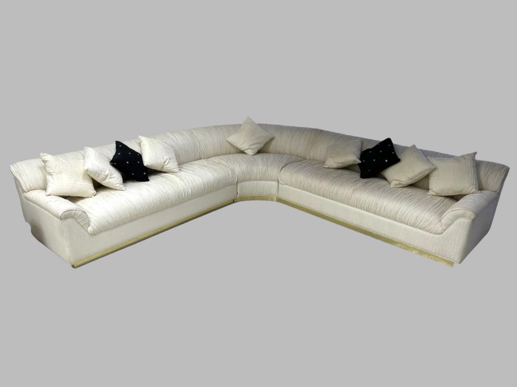 Milo Baughtman Style Brass Curved Sofa (1 of 9)