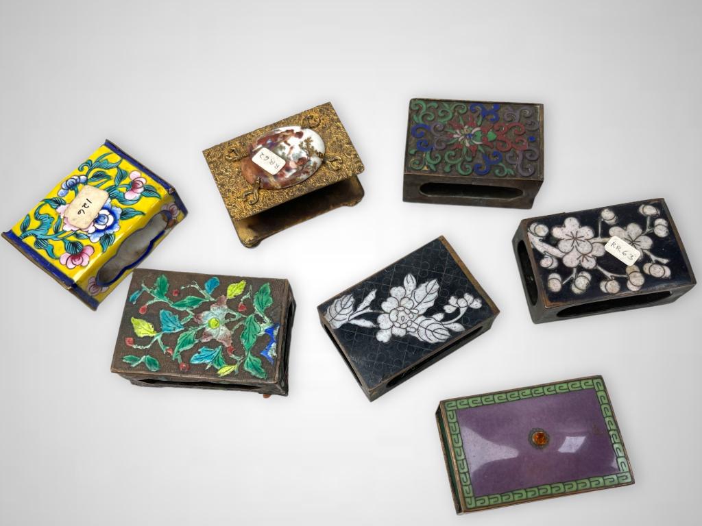 Group of 7 Vintage Chinese Cloisenne Match Holders (1 of 2)