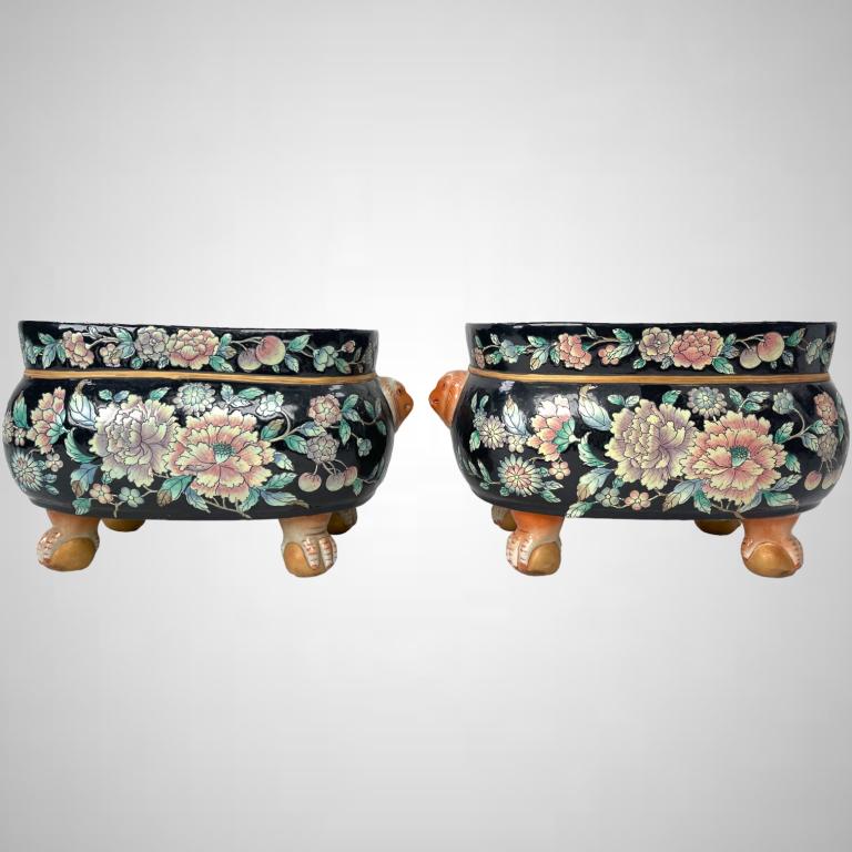 Pair of 19th C. Chinese Rectangular Planter Pots (1 of 5)
