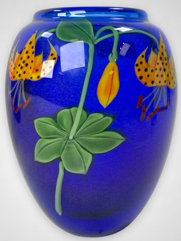 Vintage Cobalt Blue Blown Art Glass Vase Signed (1 of 2)