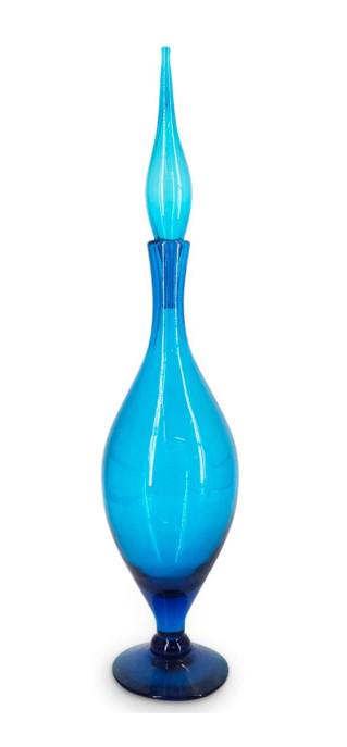 Vintage Blue Blenko Glass Vessel With Stopper (1 of 2)