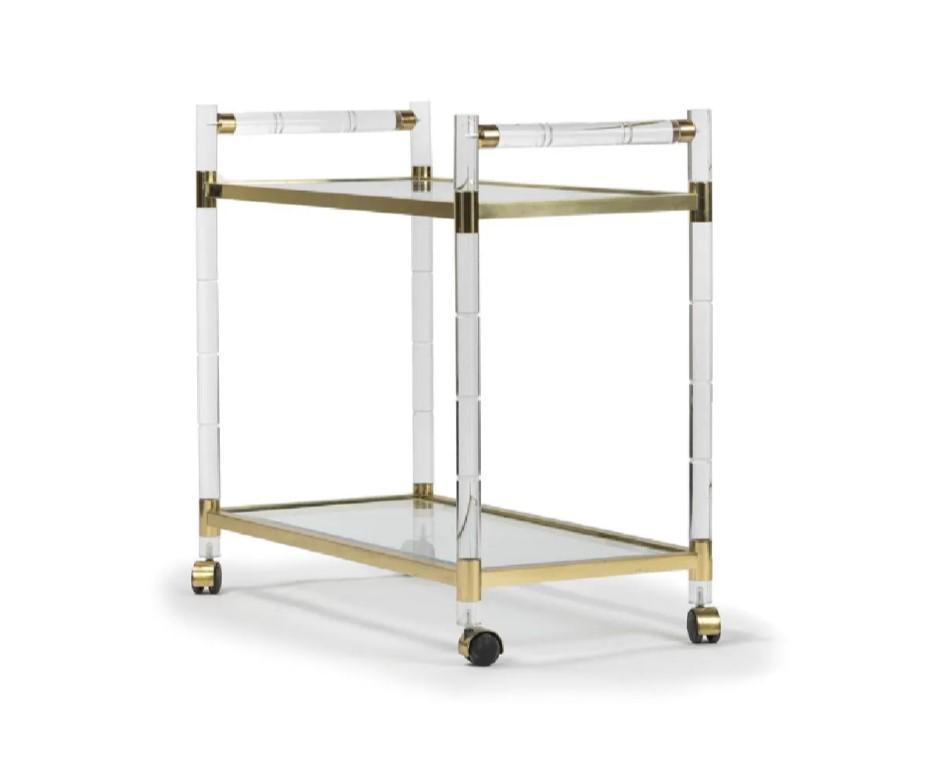 Charles Hollis Jones Lucite & Brass Bar Cart (1 of 2)