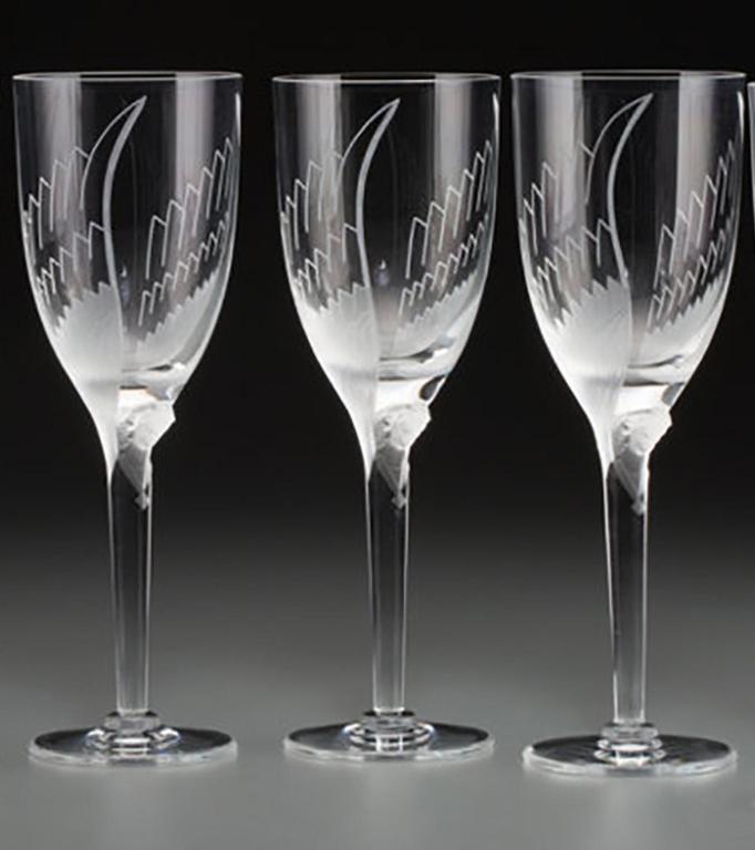 3 Lalique Angel Wing Champagne Crystal Flutes (1 of 5)
