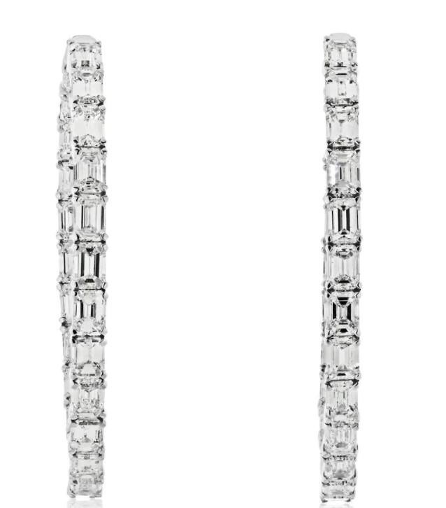 14K 7.50CTTW EMERALD CUT DIAMOND EARRINGS (1 of 4)