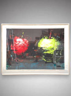 Aaron Fink "Two Apples" 1989 Lithograph: Aaron Fink "Two Apples" 1989 Lithograph in four colors 36"x50". A/P ed. of 40 Signed. Provenance: Obelisk Gallery Boston, MA. EF/B15