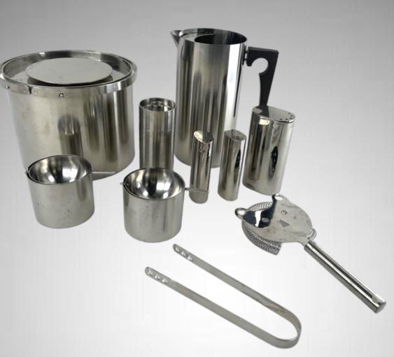 Stelton Cylindra Line Set 12PCS: Stelton Cylindra Line Set: Ice bucket Water pitcher 2 Ashtrays Salt + Pepper Set 3Pcs Pepper Shaker 4 bar tools EF/B15/SH:12A