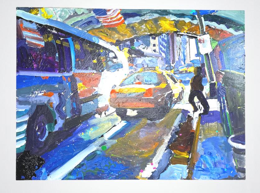 Tom Christopher (American, b.1952) "I was pre approved over the phone" Acrylic on canvas. City (1 of 3)