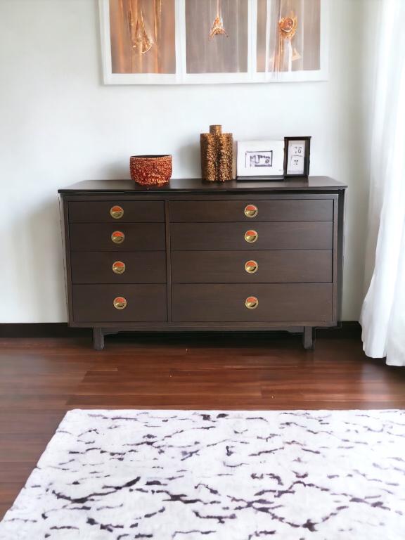 Edward Wormely for Dunbar Mid Century Walnut & Natzler Tile 8 Drawer Chest. Comprised of a narrow (1 of 7)