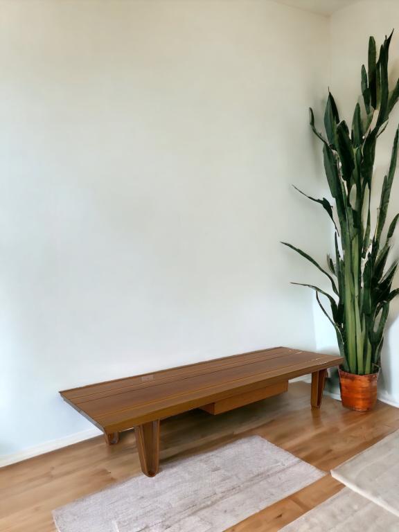 Mid Century Modern Edward Wormely for Dunbar Long John Bench. Approx Dimensions: 12"H x 60"W x 19"D. (1 of 8)