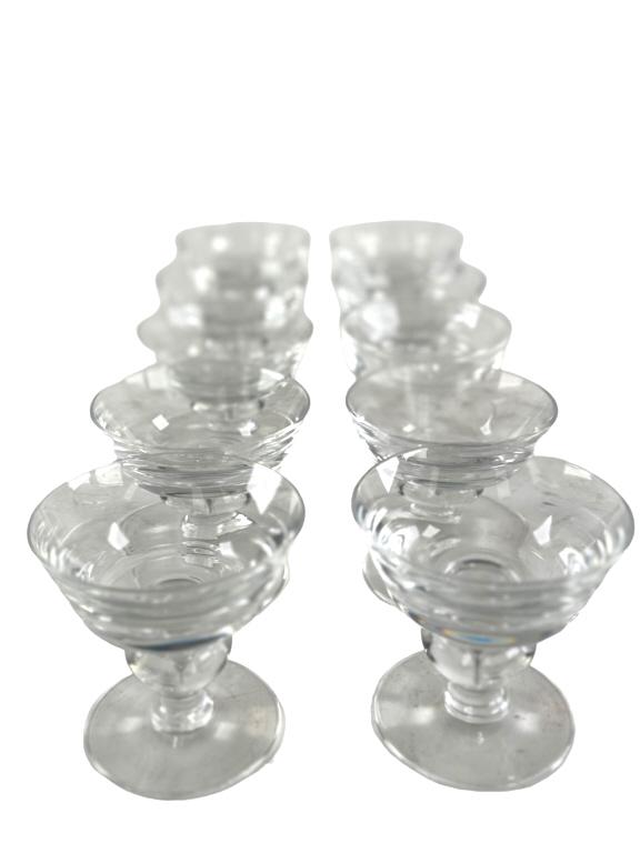 Set of 10 Steuben Glass Stemware. A set of 10 Steuben glass stemware/cocktail glasses, decorated (1 of 4)