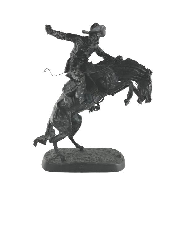 Frederic Remington(American, 1861-1909) Bronze. "The Bronco Buster". Signed at base (see photos).: Frederic Remington(American, 1861-1909) Bronze. "The Bronco Buster". Signed at base (see photos). Dimensions approx: 23"H, 19"L, 7"D EF/B15/SH:16B JM