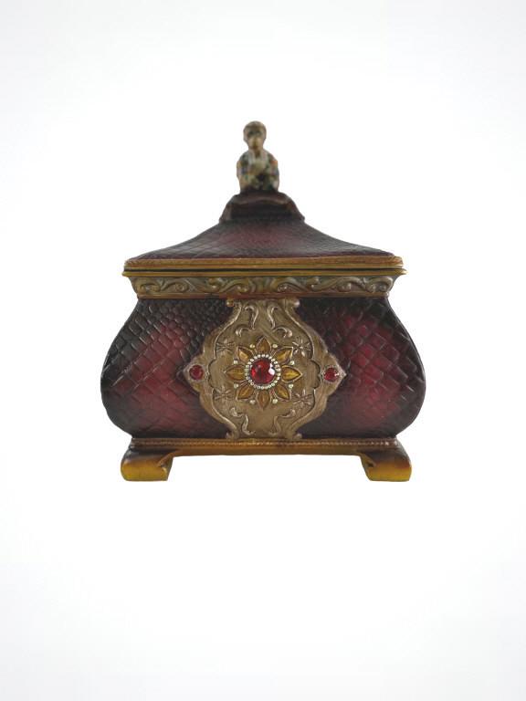 Baroque Covered Monkey King Box. Dimensions: 11"H, 8"L, 8"W. EF/B15/SH: 1A JM: Baroque Covered Monkey King Box. Dimensions: 11"H, 8"L, 8"W. EF/B15/SH: 1A JM