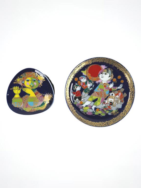 Pair of Rare Rosenthal Bjorn Wiinblad Porcelain Plates. Studio line. larger plate:6.5"D, smaller: Pair of Rare Rosenthal Bjorn Wiinblad Porcelain Plates. Studio line. larger plate:6.5"D, smaller plate: 4.5"D. EF/B15/SH: 15A JM