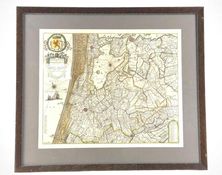 Atlas Maior, vol 4, map 45 - Joan Blaeu, 1667 Antique Copper Engraving Detailed Map. Rhenolandiae et (1 of 3)