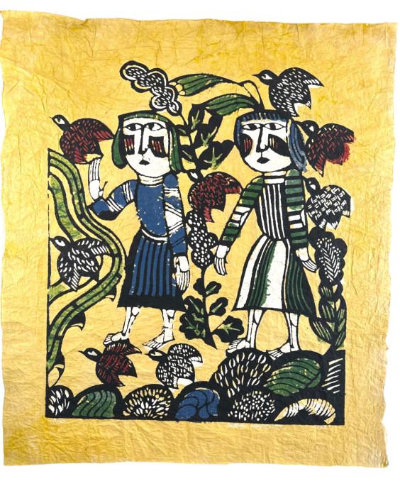 SADAO WATANABE (Japan, 1913-1996) "Quails+Girls" Lithograph 8/50 Signed Sadao Watanabe and dated (1 of 5)