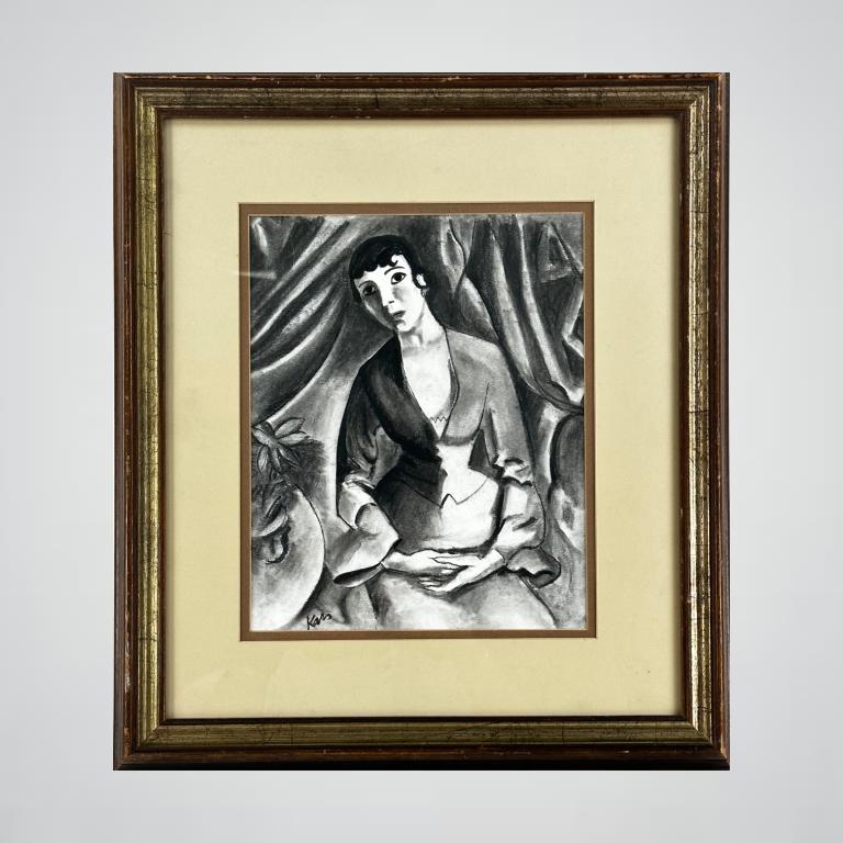 Georges Kars (Czech, 1880-1945) Charcoal on Paper. Signed Kars lower left. Approx dimensions: 17" x: Georges Kars (Czech, 1880-1945) Charcoal on Paper. Signed Kars lower left. Approx dimensions: 17" x 15" total, 10" x 8" total
