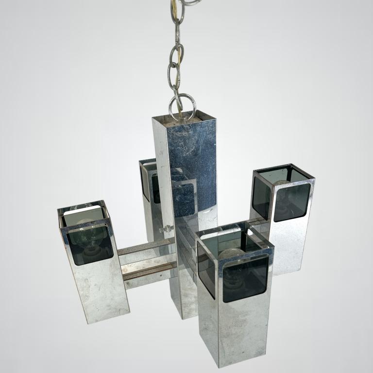 1970's Chrome Mid Century Modern Chandelier (1 of 3)