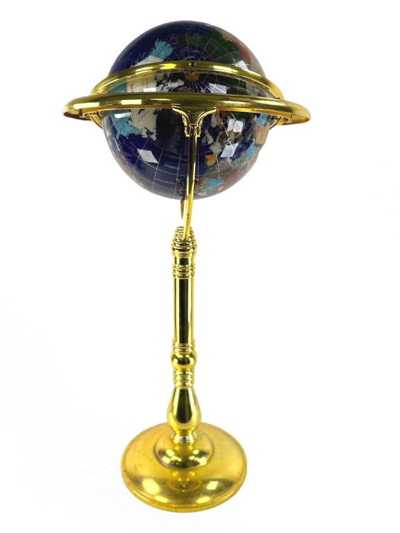 Gemstone World Globe on brass floor stand (1 of 3)
