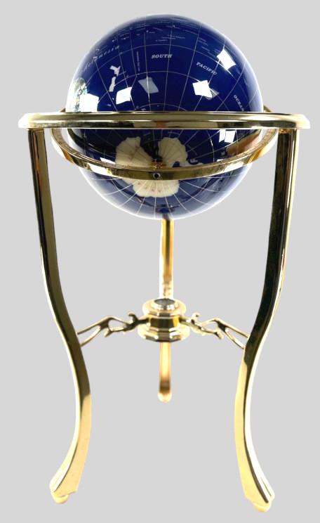 Postmodern Blue Lapis and Stone World Globe (1 of 4)