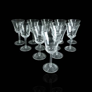 (12) Saint Louis Crystal Water Goblets: (12) Saint Louis Crystal Water Goblets. 7 38"h x 3 3/4"d. EF/B13/CB:A