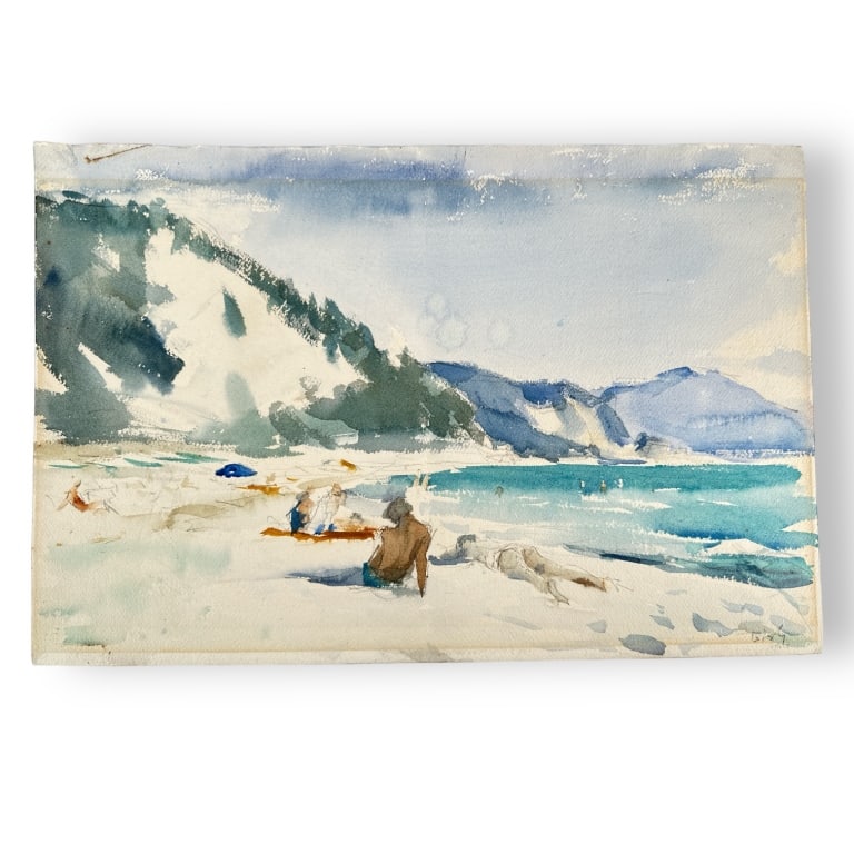 Peter Gish (USA 20th/21st) Greis Beach Watercolor (1 of 2)