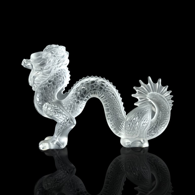 Large Lalique Frosted Dragon with Original Box (1 of 5)