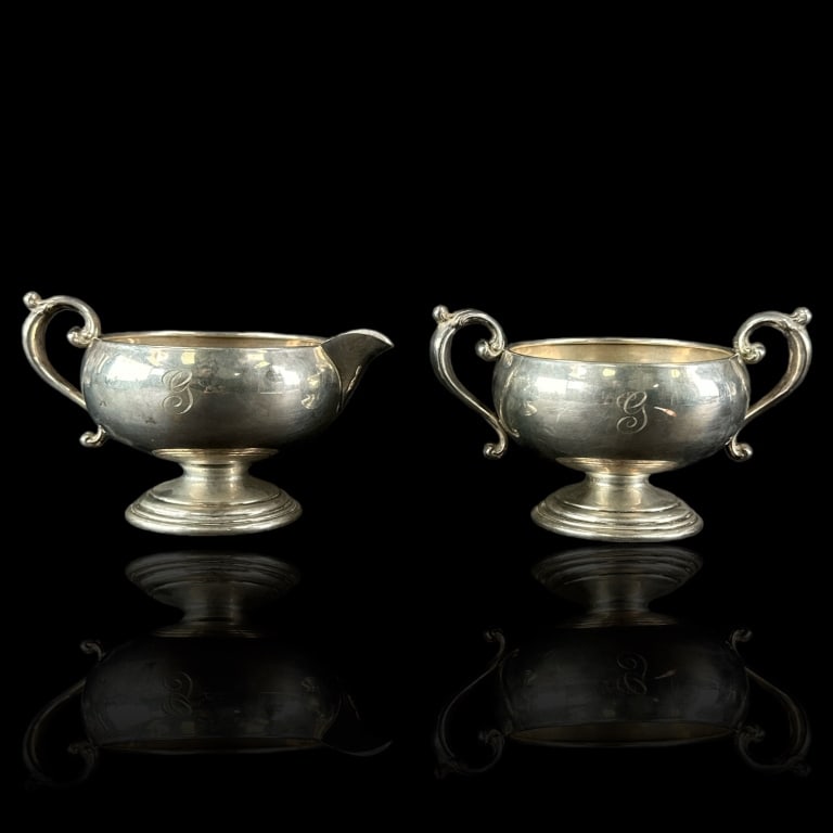 Frank M Whiting Sterling Silver Sugar Creamer Set (1 of 4)