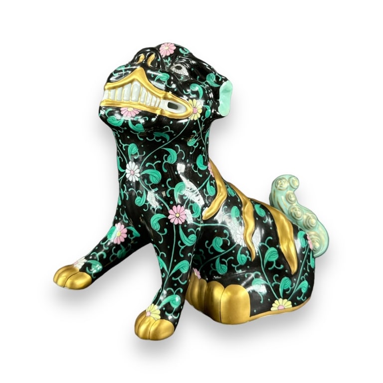 Herend Hungary hand painted Chinoiserie porcelain sculpture depicting a seated temple foo lion with (1 of 4)