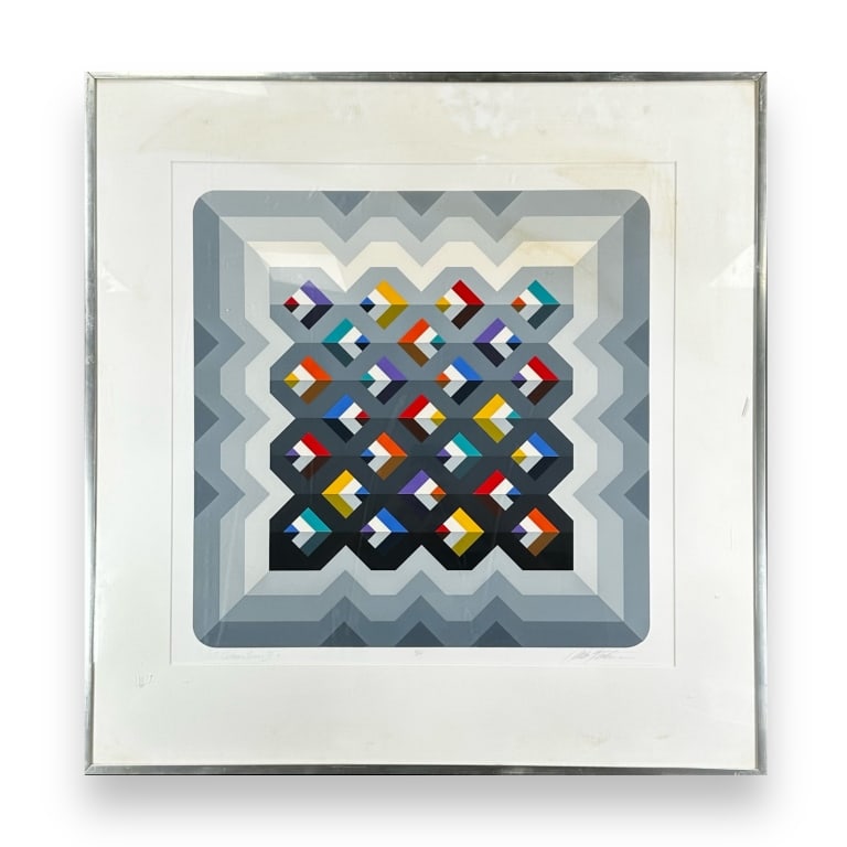 Marko Spalatin (AMERICAN / NEW YORK, Born 1945) hand signed Artist Proof serigraph depicting a: Marko Spalatin (AMERICAN / NEW YORK, Born 1945) hand signed Artist Proof serigraph depicting a geometric design titled "Quantum II". Pencil signed to lower right and titled to lower left. "AP" written