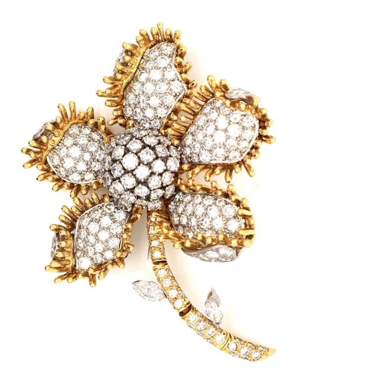 12.50 Ct Diamond Pin Item # 5642 Mounted with 220 Cts of Round Diamonds Weighing 12.50 Ct. E-F Color (1 of 4)