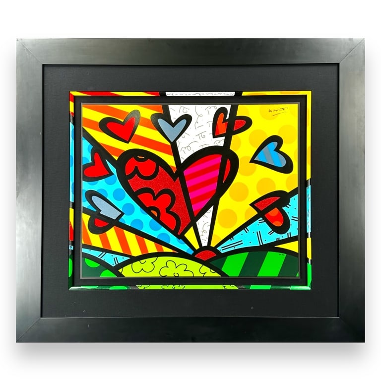 Romero Britto (BRAZILIAN / UNITED STATES / FLORIDA, Born 1963) cubist pop-art mixed media serigraph (1 of 6)