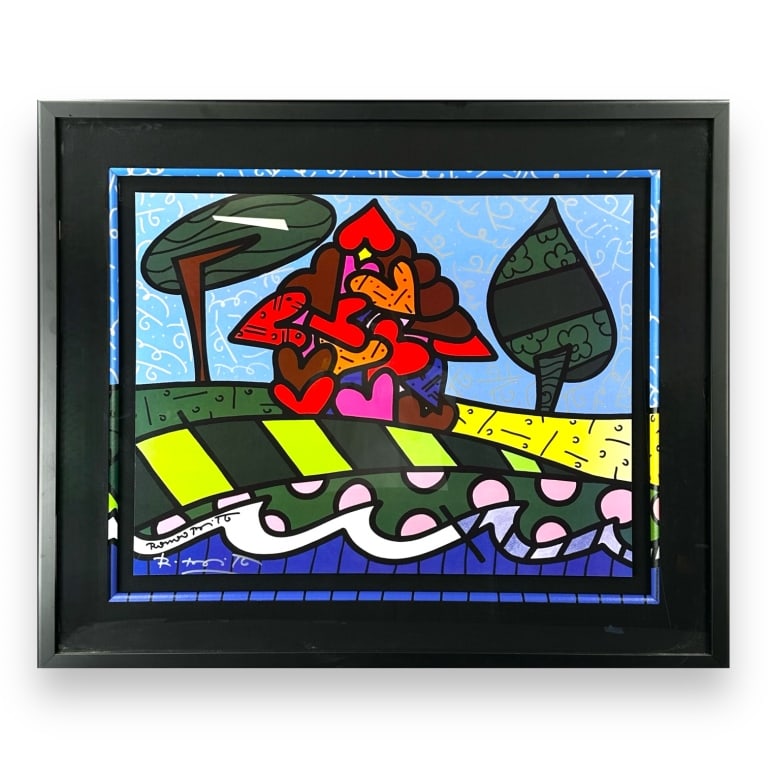 Romero Britto (BRAZILIAN / UNITED STATES / FLORIDA, Born 1963) cubist pop-art mixed media lithograph (1 of 4)
