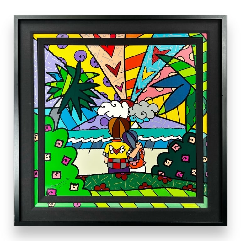 Romero Britto (BRAZILIAN / UNITED STATES / FLORIDA, Born 1963) cubist pop-art signed HC mixed media (1 of 6)