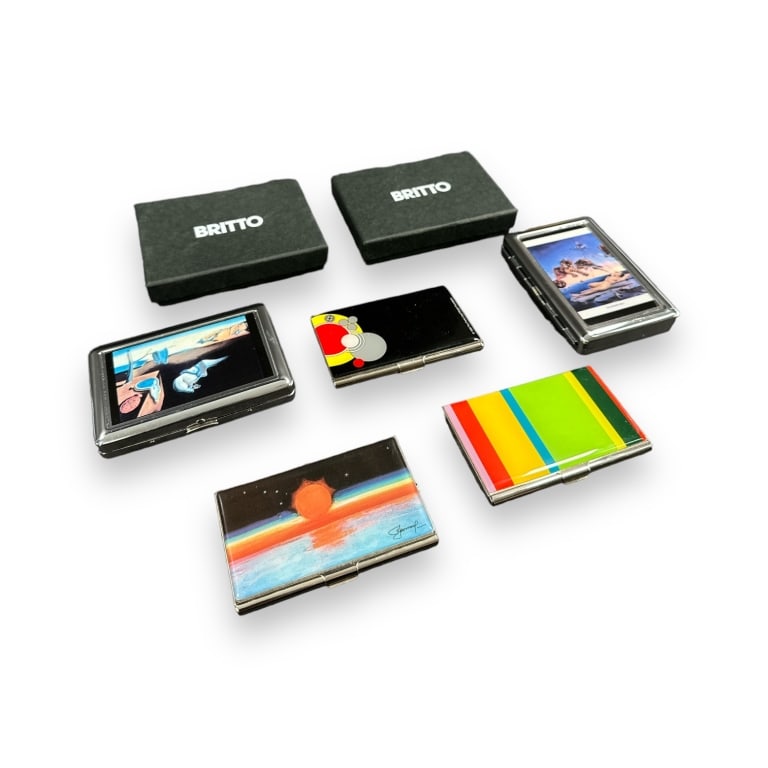 Lot of 7 business card and cigarette holds. Lot is comprised of 5 business card holders with various (1 of 4)