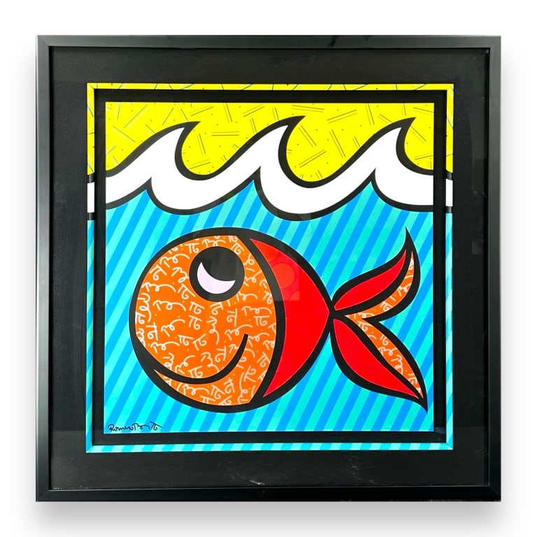 Romero Britto (BRAZILIAN / UNITED STATES / FLORIDA, Born 1963) cubist pop-art mixed media poster (1 of 5)
