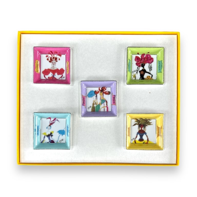 Christian LaCroix "Five Continents" porcelain trinket dishes. Includes pamphlet and box but please (1 of 3)