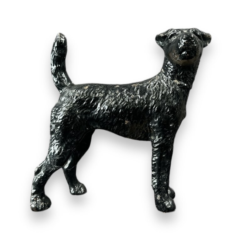 Vintage cast iron black painted dog sculpture. No apparent marks. Measures approx. 8 5/8" height x 8 (1 of 4)