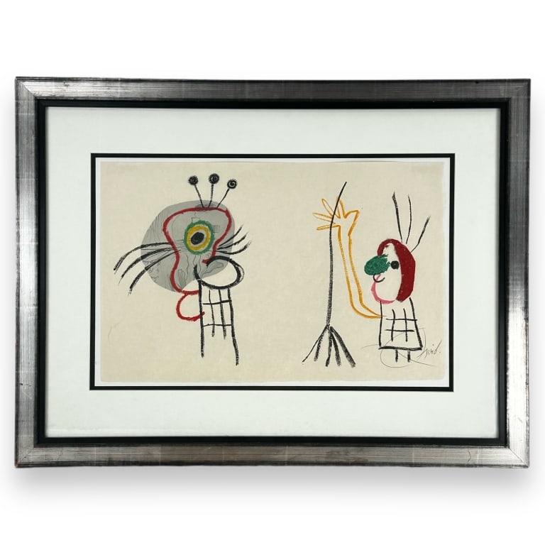 Joan Miro (SPANISH / FRANCE, 1893 - 1983) color lithograph on paper depicting figures. Plate 1019 (1 of 4)