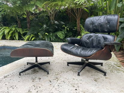 Authentic Eames Herman Miller Rosewood Lounge Chair and Ottoman. This Rosewood is one of the rarest: Authentic Eames Herman Miller Rosewood Lounge Chair and Ottoman. This Rosewood is one of the rarest that money can buy with the original ottoman boot glides before they transitioned them in to Domes o