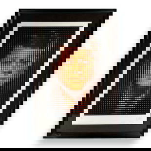 Yvaral / Jean-Pierre Vasarely (FRENCH, 1934 - 2002) limited edition serigraph depicting the portrait: Yvaral / Jean-Pierre Vasarely (FRENCH, 1934 - 2002) limited edition serigraph depicting the portrait of John F. Kennedy in a pixelated design. Hand pencil signed to lower right and numbered 21/200 to