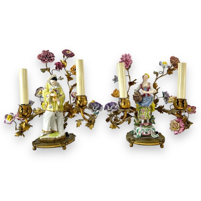 Pair of vintage, probably 1950's?, Boler French gilt brass Rococo style table lamps featuring (1 of 6)