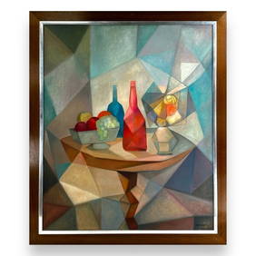 Rafael Soriano (CUBAN / UNITED STATES / FLORIDA, 1920 - 2015) oil painting on canvas having a cubist (1 of 4)