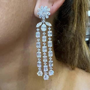 Sophia D. Platinum 21.42 Ct. Diamond Chandelier Earrings Weighing 29.2 grams Set with 88 Diamonds: Sophia D. Platinum 21.42 Ct. Diamond Chandelier Earrings Weighing 29.2 grams Set with 88 Diamonds weighing app. 21.43 Ct. G-I Color, VS1-Si2 Clarity 2.75 inches in length